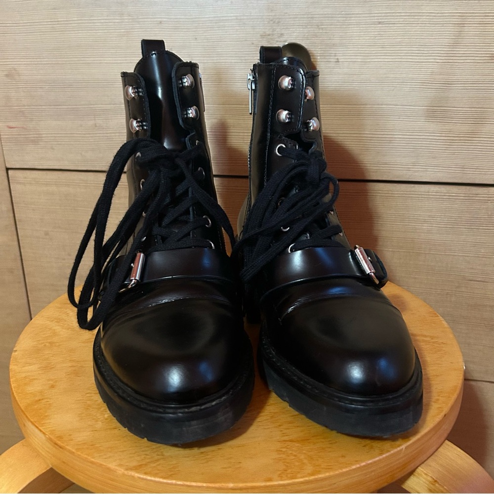 ALL SAINTS Donita patent leather combat boots